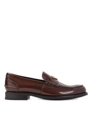 Prada Brushed Leather Loafers - Brown