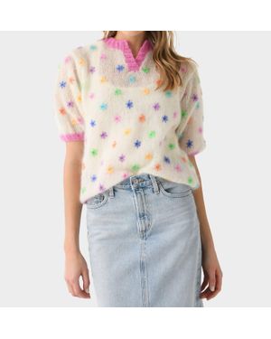Rose Carmine Balloon Stars Sweater - Blue