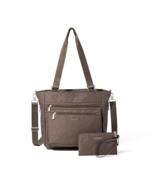 Baggallini Modern Everyday Shopper Tote Bag With Wristlet - Brown