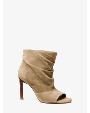 Michael Kors Raelynn Suede Open-Toe Ankle Boot - Natural