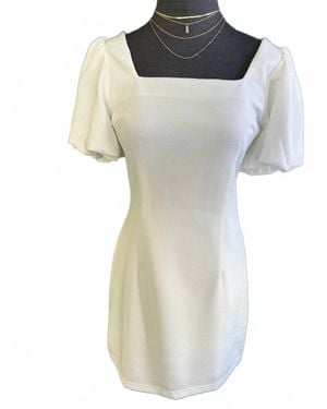 She + Sky Puff Sleeve Knit Mini Dress - White