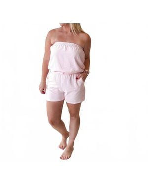 WASABI + MINT Maria Bubble Hem Stripe Tube Top - White