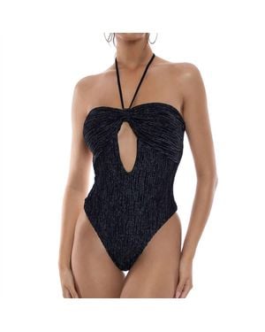 Luli Fama Vibras Halter Keyhole Bandeau One Piece - Blue
