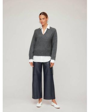 Fifteen Twenty Faux-Patent Leather Cropped Pant - Gray