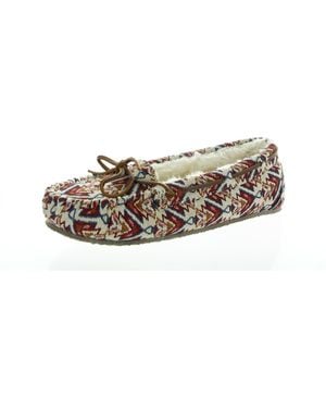 Minnetonka Faux Fur Lined Polyester Moccasin Slippers - Natural