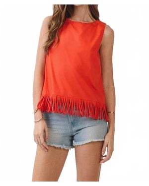 TCEC Fringe Hem Sleeveless Top - Red