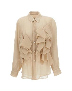 Comme des Garçons Semi-Sheer Ruffle Double-Layer Shirt - Natural