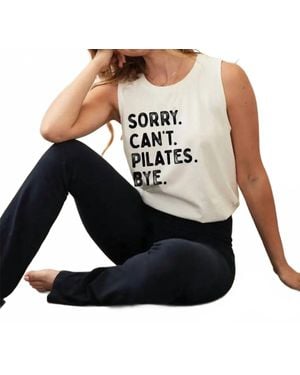 Oat Collective Sorry Can'T Pilates Bye Mineral Graphic Tank Top - Black