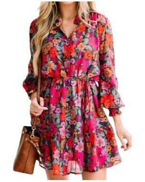 Fate Floral Mini Dress - Red