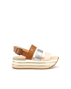 Hogan Paneled Platform Sandals - Natural