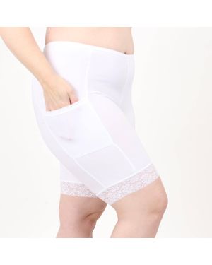 Undersummers by CarrieRae Moisture Wicking Shortlette Slipshort With Pockets 7" - Pink