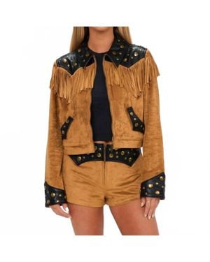 Show Me Your Mumu Wilson Faux Leather Jacket - Brown
