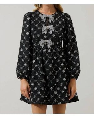 Sugarlips Tweed Glow Bow Dress - Black