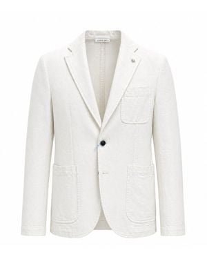 Manuel Ritz Off- Single Breasted Notch Blazer Jacket - White