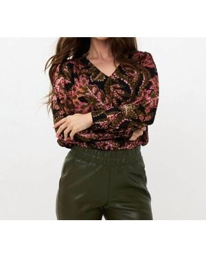EsQualo Blouse V-Neck Global Flower - Green