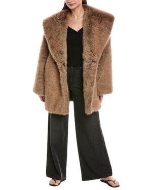 WeWoreWhat Shawl Collar Faux Fur Coat - Natural