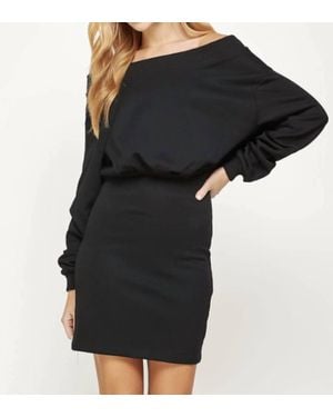 Strut & Bolt Off Shoulder Sweatshirt Dress - Black