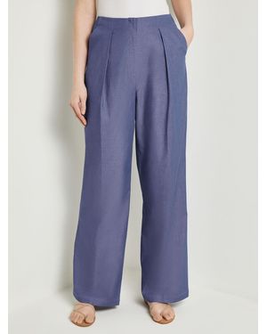 Misook Cotton Wide Leg Pants - Blue
