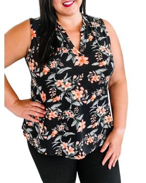 White Birch Sleeveless Floral Gabby Top - Black