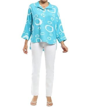 parsley & sage April Three Quarter Sleeve Collar Top - Blue