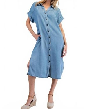 Eesome Carolina Button Down Dress - Blue