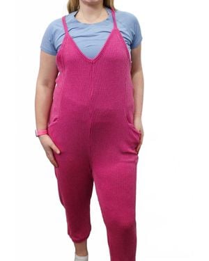 WASABI + MINT Maya Ribbed Jumpsuit - Red