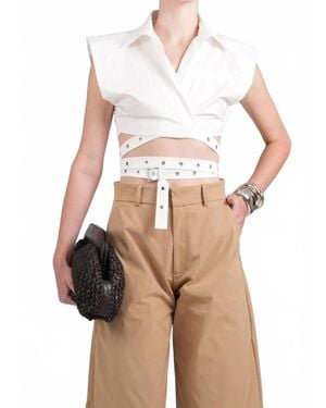 NonChalant Label Terry Sleeveless Wrap Crop Top - White