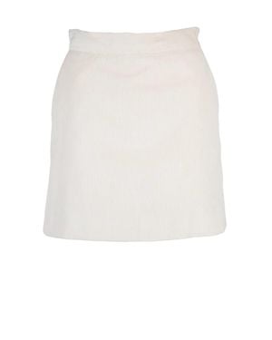 Marella Velvet Mini Skirt With Textured Ribbing And Side Pockets - White