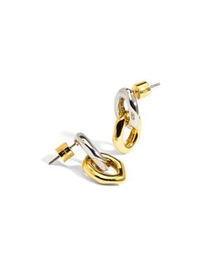 Rho Two-Tone Small Link Drop Earring - Metallic