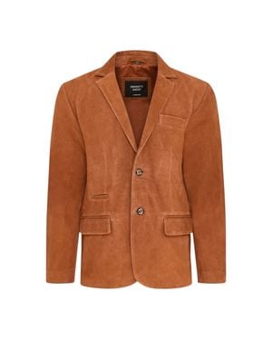 Infinity Leather Italian Rust Suede Leather Blazer Jacket - Brown