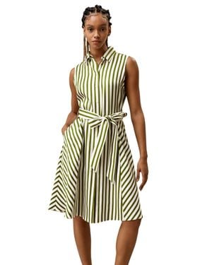 LILYSILK Silk Striped Sleeveless Dress For - White