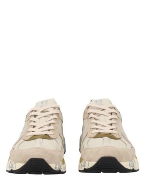 Premiata Layered Sneakers With Textured Sole And Accents - Natural