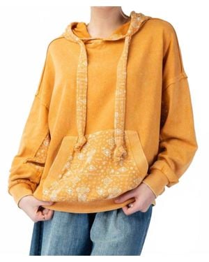 SurelyMine Mineral Wash Bandana Pocket Hoodie Sweatshirt - Orange