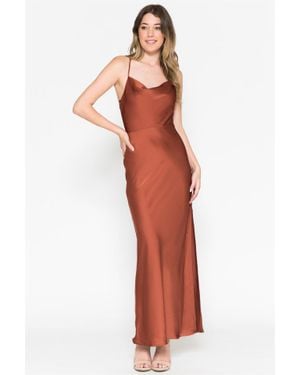 TRUEDAMES Ankle Length Satin Bridesmaids Gowns - Red