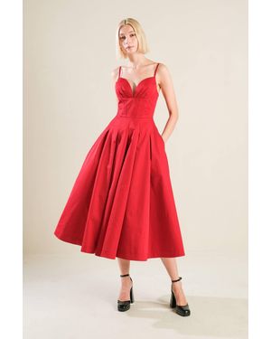TRUEDAMES Dream Keeper Woven Midi Dress - Red