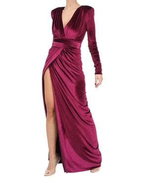 SANTAS Long Velvet Dress - Red
