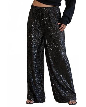 By Together Flashback Sequin Wide Leg Pants - Black