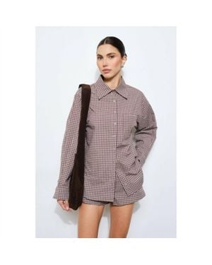 Loucia Oversized Button-Down Shirt - Brown