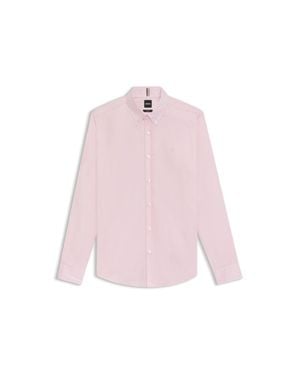 BOSS Slim-Fit Shirt With Double B Monogram - Pink