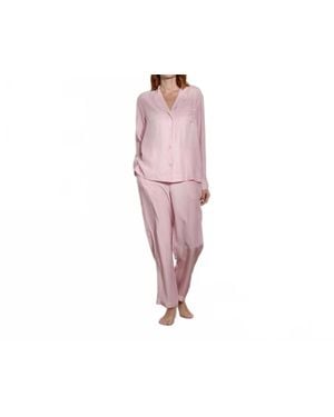 The Sleep Code Washable Silk Long Pj Set - Red