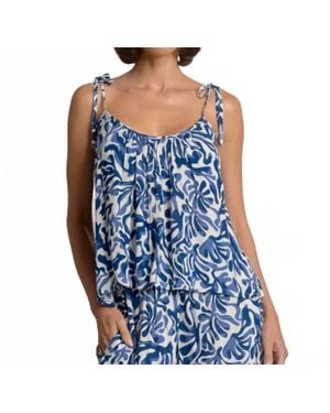 Elan Solstice Tie Strap Tank Top - Blue