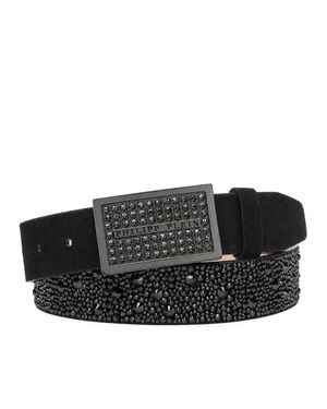 Philipp Plein Leopard Leather Belt - Black