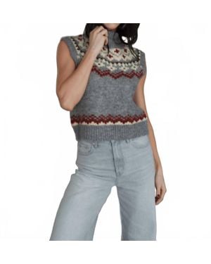 Line & Dot Brennan Fair Isle Knit Sweater Vest - Black