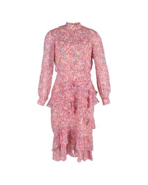 Saloni Isa Tiered Ruffled Midi Dress - Pink