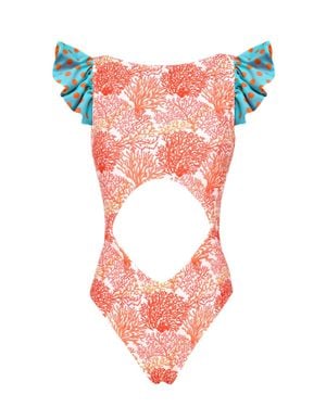 Lia Sahara Cut Out One Piece + Reversible Ruffles - Pink