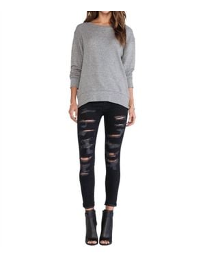 Current/Elliott Stiletto Tattered Jeans - Gray