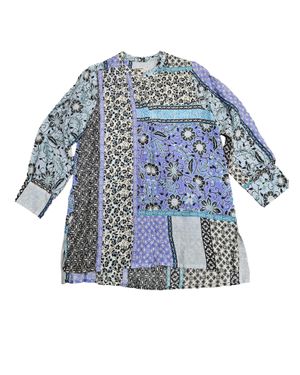 Johnny Was Workshop Casablanca Ramie Tunic Top Blouse - Blue