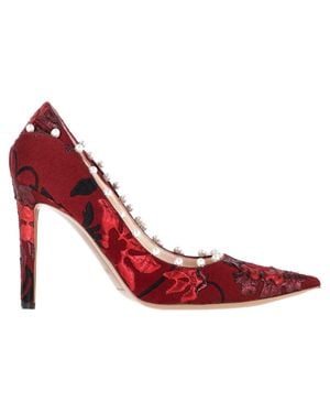 Aquazzura Pearl Embellished Pumps - Red