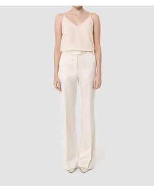 Tara Jarmon Pitt Satin-Finish Linen Pants - Natural
