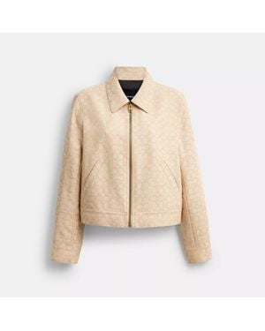COACH Signature Zip Front Jacket - Natural